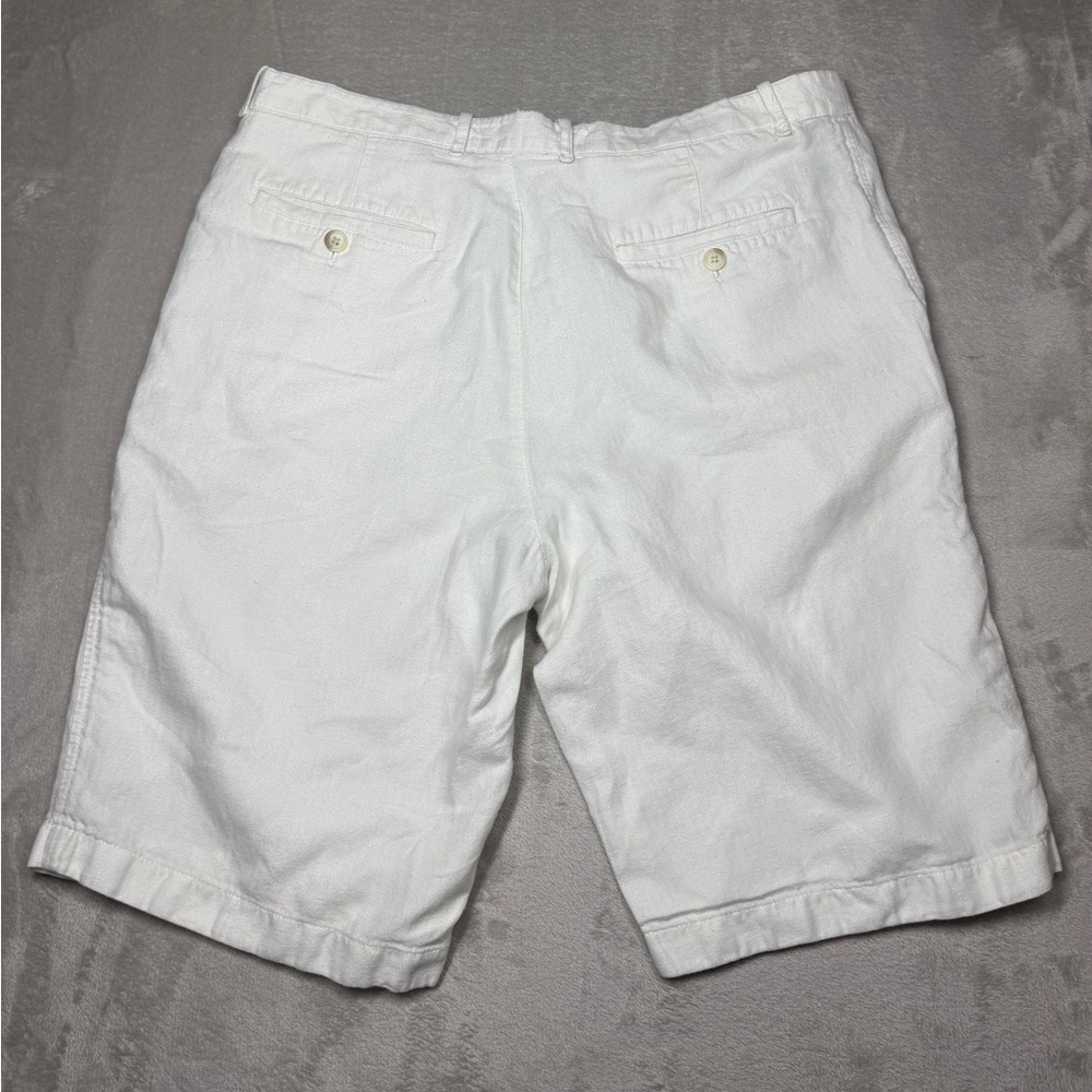 Perry Ellis Men’s Linen Cotton Blend Coastal Nautical White Shorts Size 34 - Picture 10 of 16